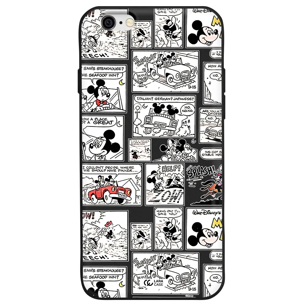 mickey mouse comic strip Apple iPhone 6 Silicone black Case