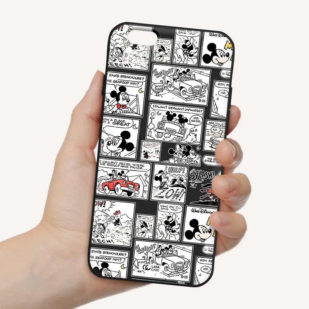 mickey mouse comic strip Apple iPhone 6 Silicone black Case