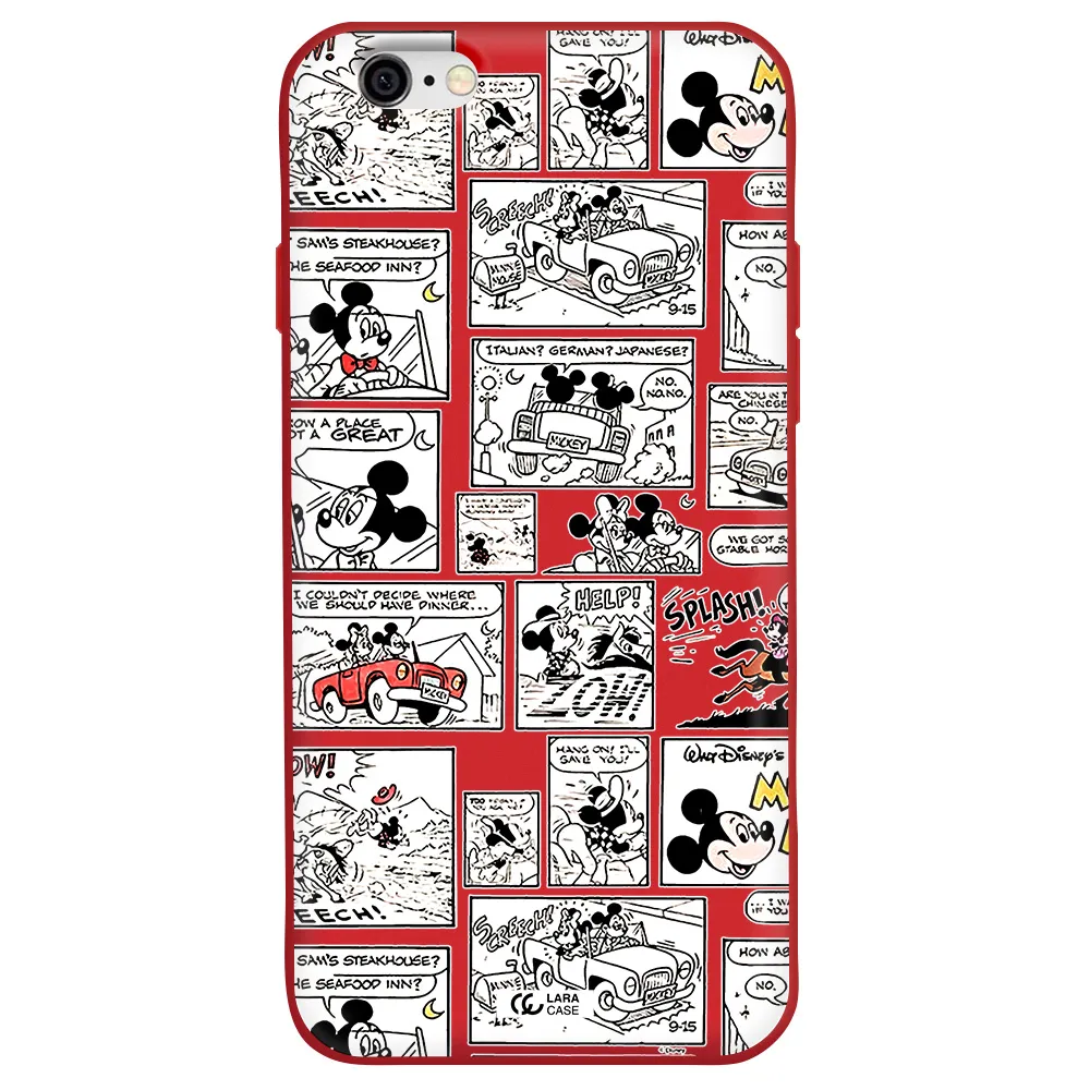 mickey mouse comic strip Apple iPhone 6 Silicone Imperial Red Case