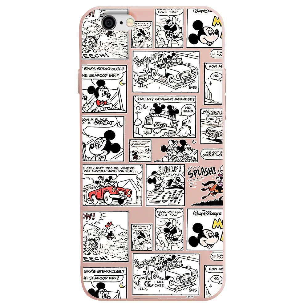 mickey mouse comic strip Apple iPhone 6 Silicone pastel pink Case