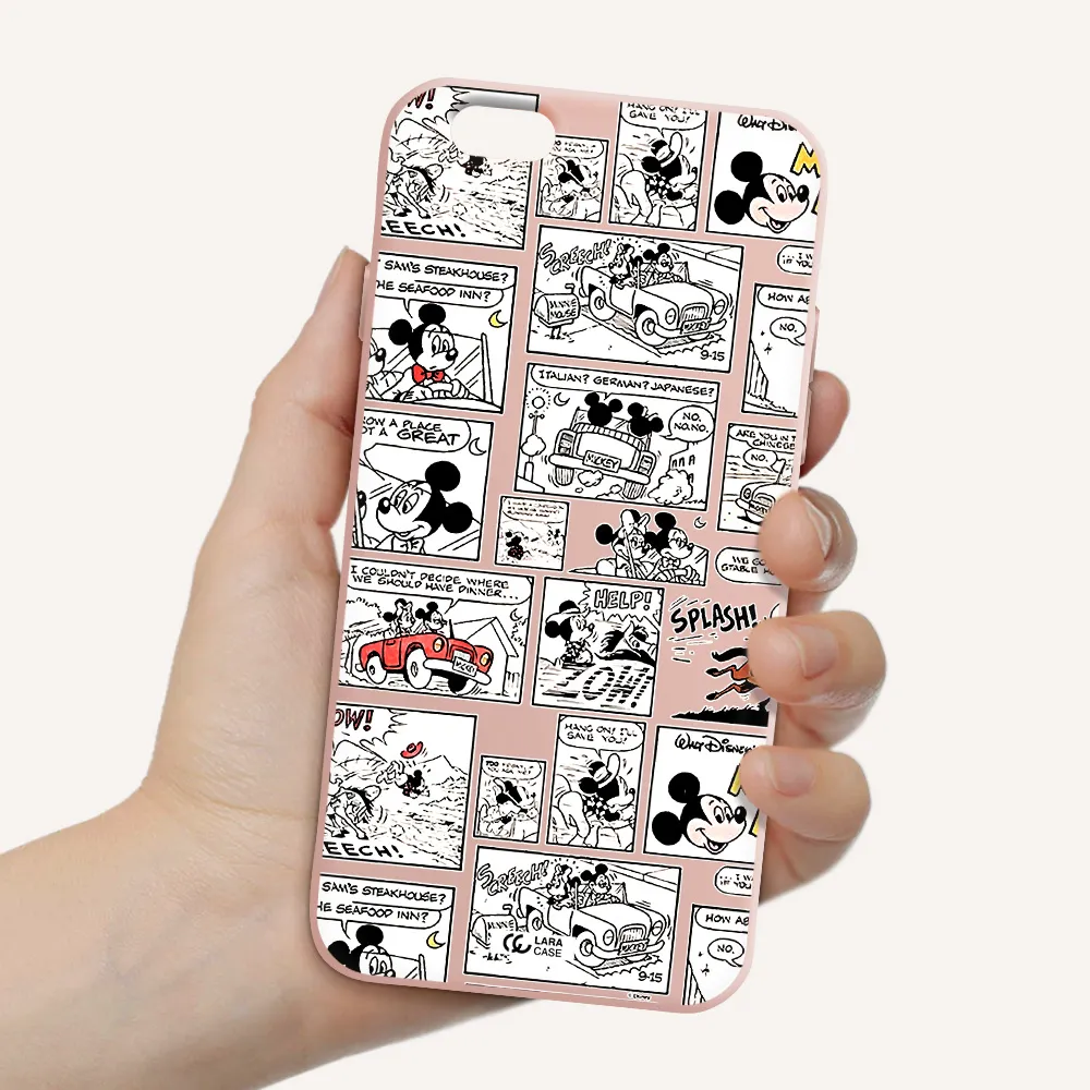 mickey mouse comic strip Apple iPhone 6 Silicone pastel pink Case