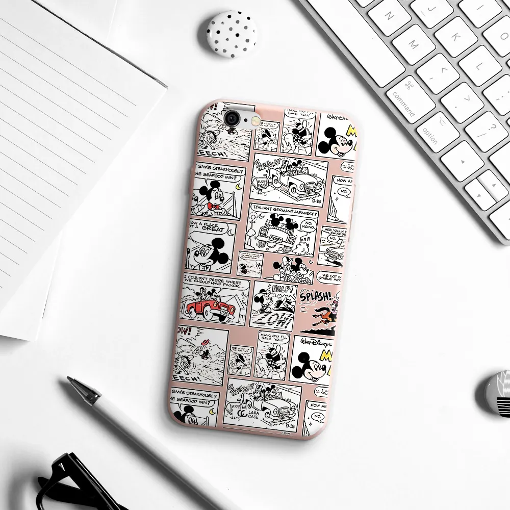 mickey mouse comic strip Apple iPhone 6 Silicone pastel pink Case