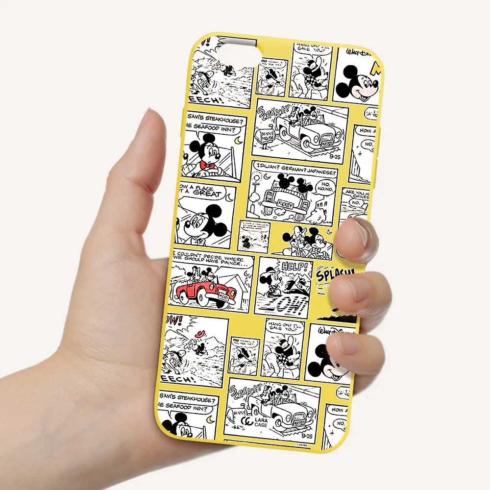 mickey mouse comic strip Apple iPhone 6S Silicone canary yellow Case