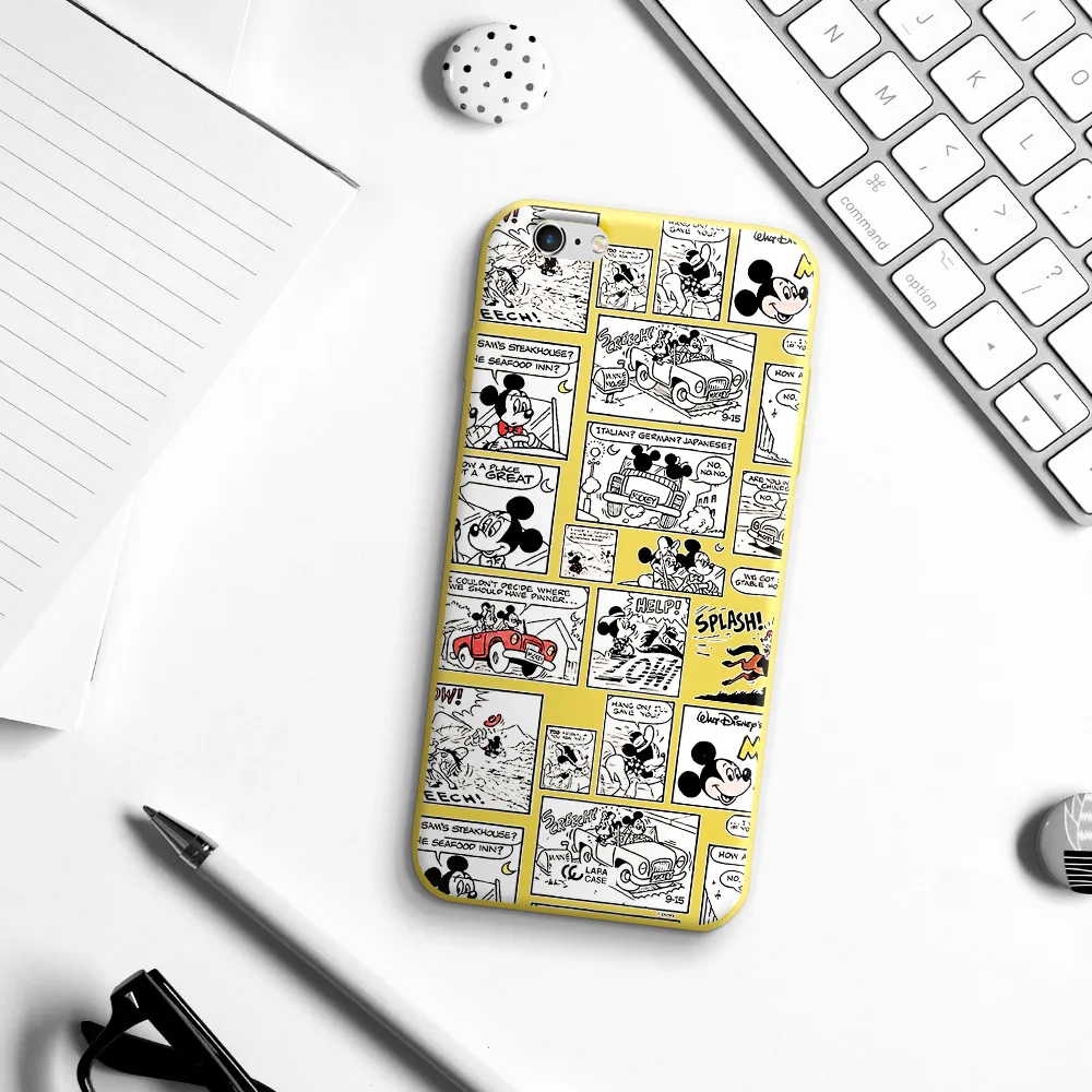 mickey mouse comic strip Apple iPhone 6S Silicone canary yellow Case