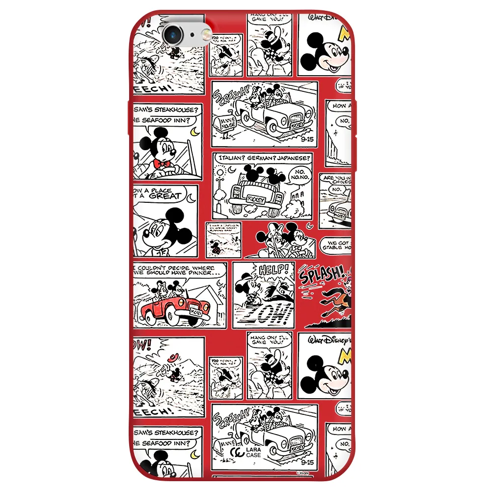 mickey mouse comic strip Apple iPhone 6S Silicone Imperial Red Case