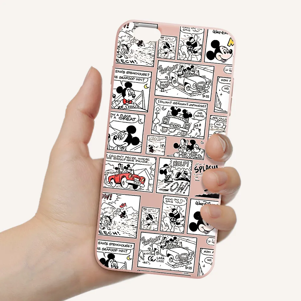 mickey mouse comic strip Apple iPhone 6S Silicone pastel pink Case