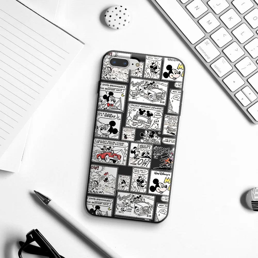 mickey mouse comic strip Apple iPhone 7 plus Silicone black Case