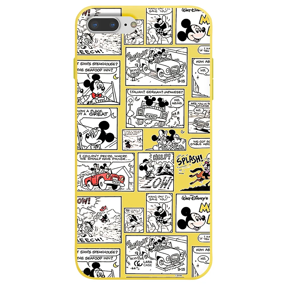mickey mouse comic strip Apple iPhone 7 plus Silicone canary yellow Case