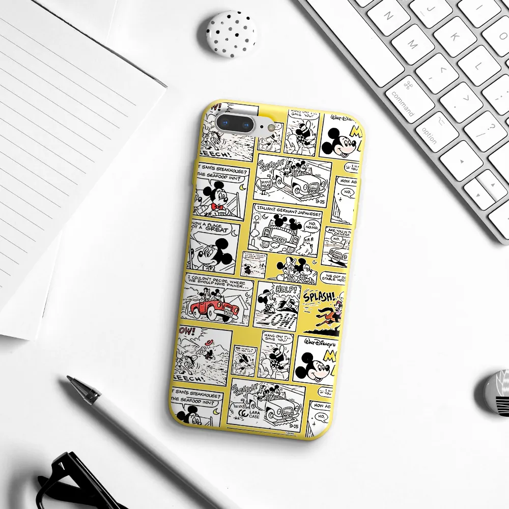 mickey mouse comic strip Apple iPhone 7 plus Silicone canary yellow Case