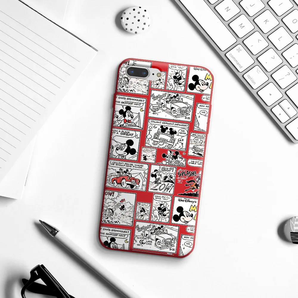 mickey mouse comic strip Apple iPhone 7 plus Silicone Imperial Red Case