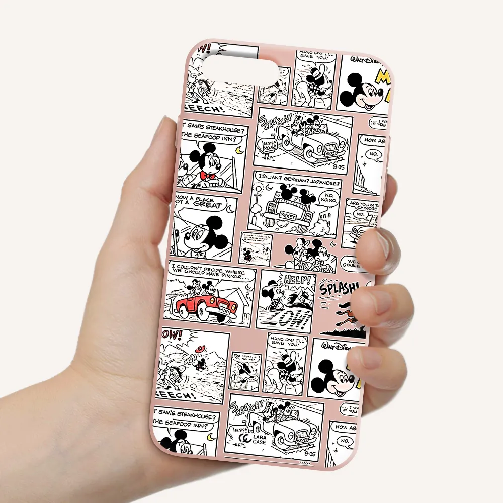 mickey mouse comic strip Apple iPhone 7 plus Silicone pastel pink Case