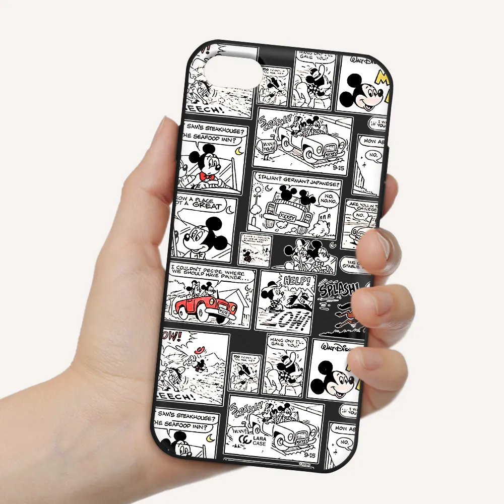 mickey mouse comic strip Apple iPhone 7 Silicone black Case