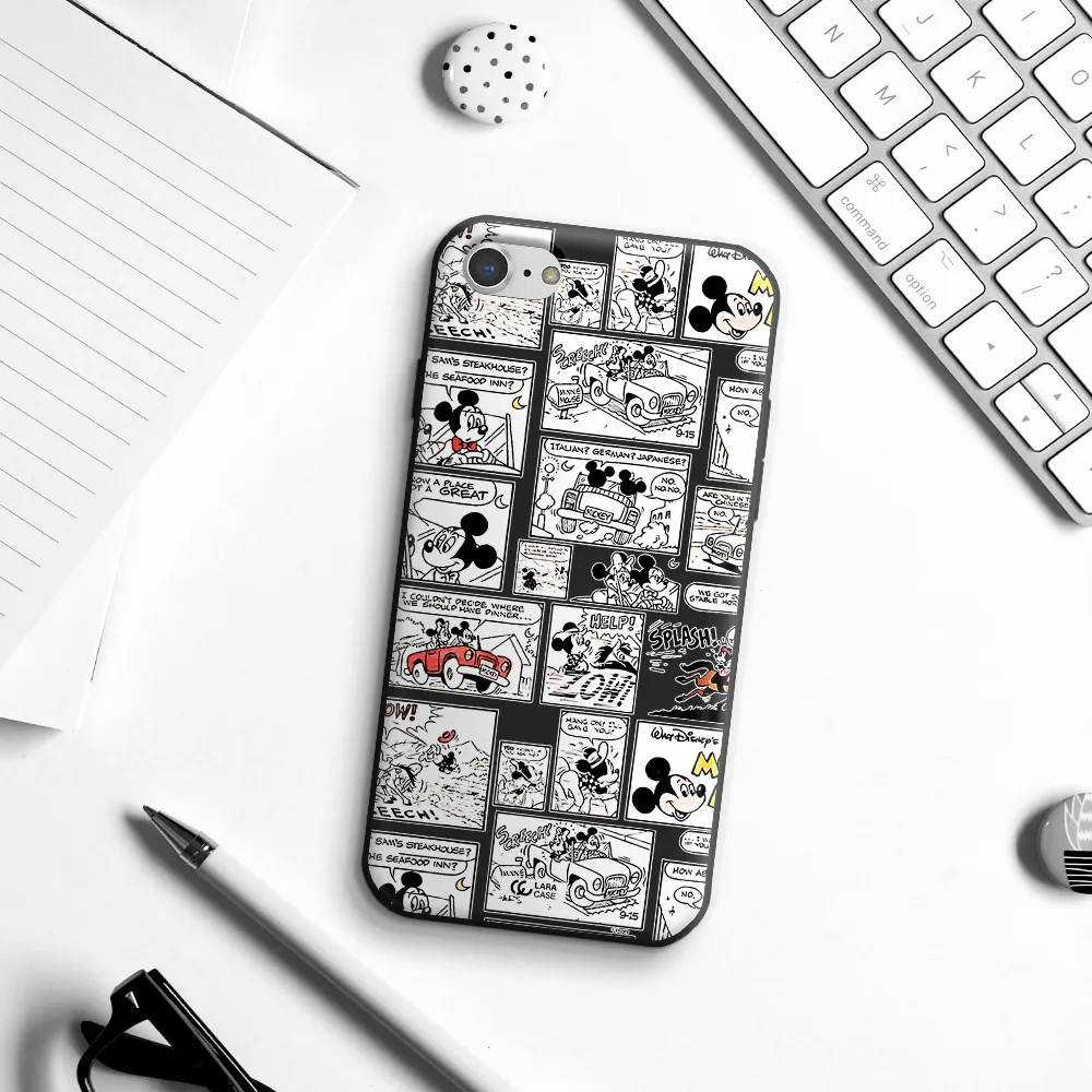 mickey mouse comic strip Apple iPhone 7 Silicone black Case