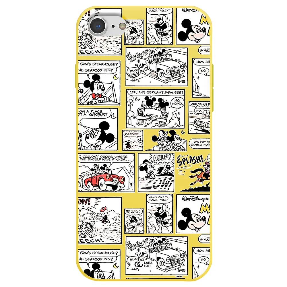 mickey mouse comic strip Apple iPhone 7 Silicone canary yellow Case