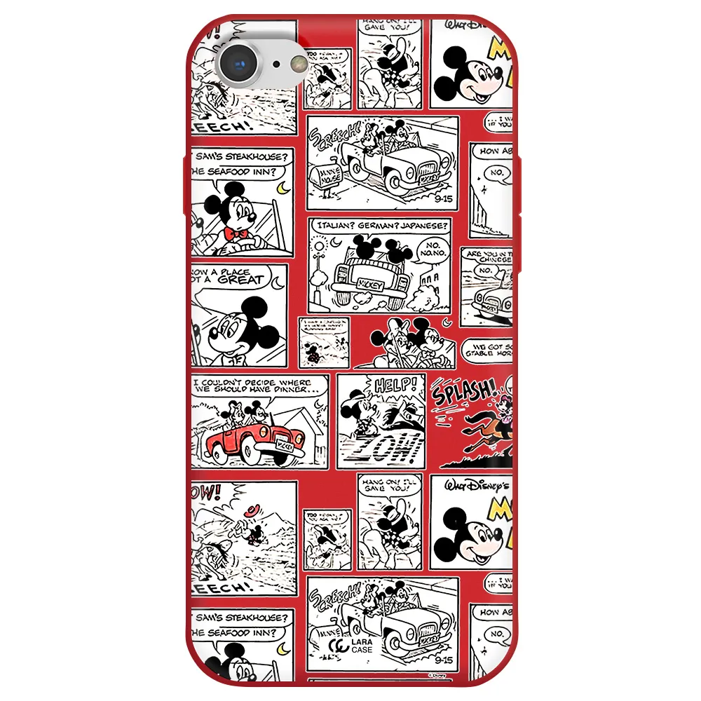 mickey mouse comic strip Apple iPhone 7 Silicone Imperial Red Case