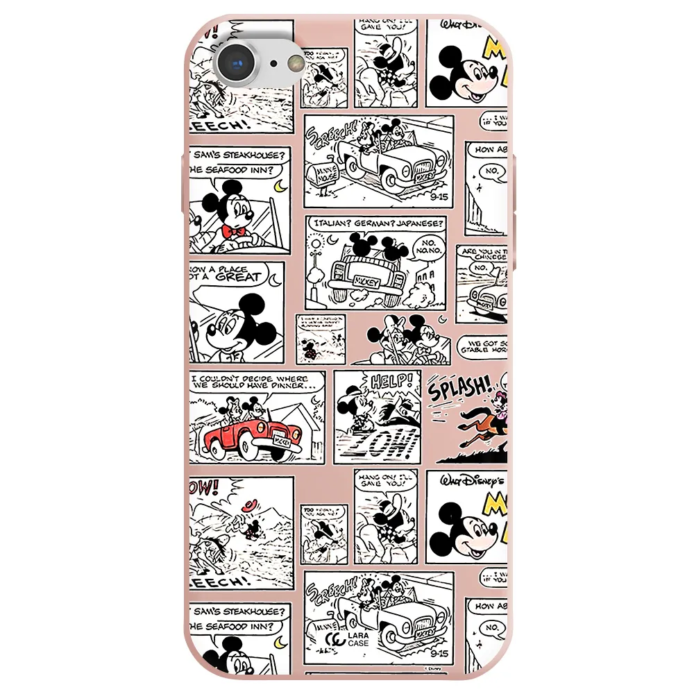 mickey mouse comic strip Apple iPhone 7 Silicone pastel pink Case