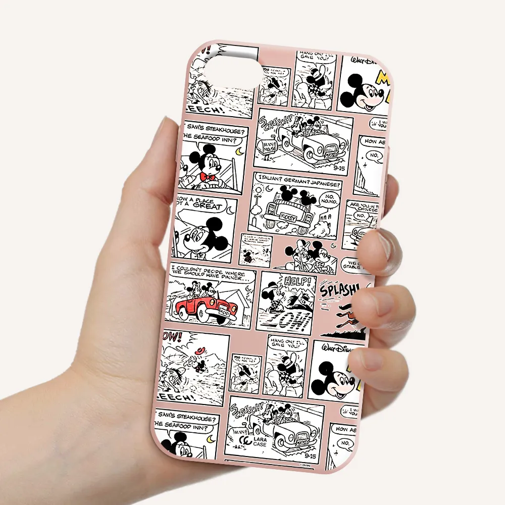 mickey mouse comic strip Apple iPhone 7 Silicone pastel pink Case