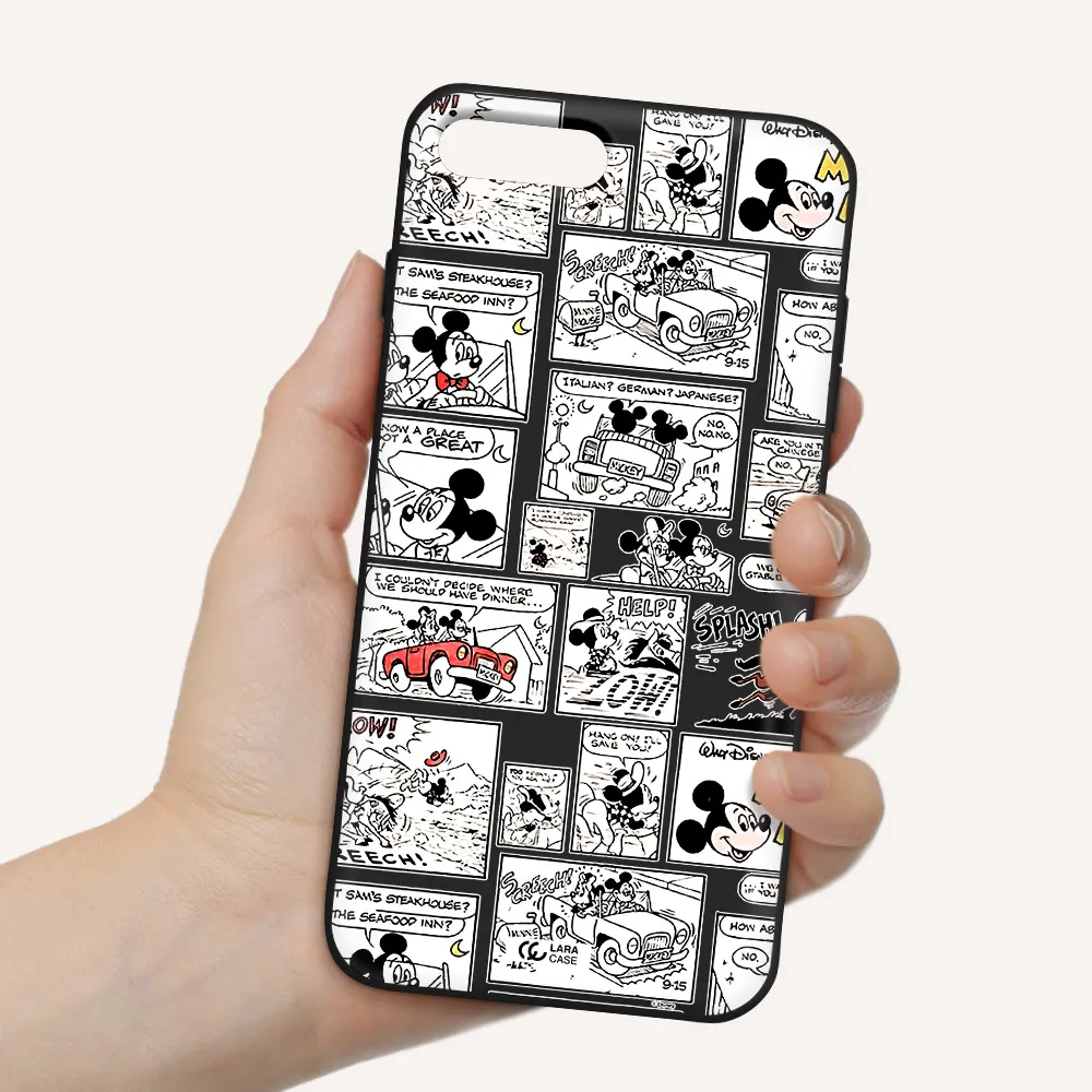 mickey mouse comic strip Apple iPhone 8 plus Silicone black Case