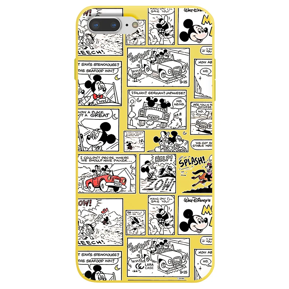 mickey mouse comic strip Apple iPhone 8 plus Silicone canary yellow Case