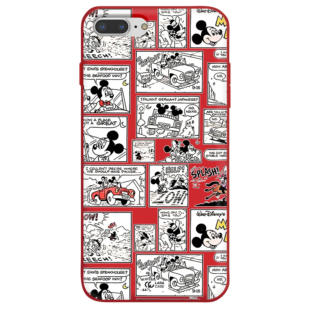 mickey mouse comic strip Apple iPhone 8 plus Silicone Imperial Red Case