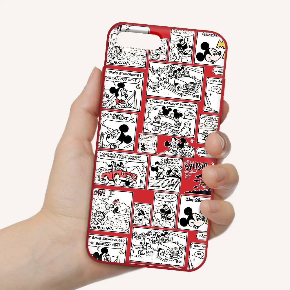 mickey mouse comic strip Apple iPhone 8 plus Silicone Imperial Red Case
