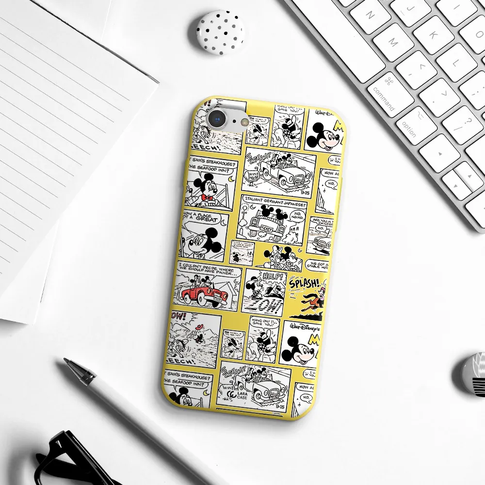 mickey mouse comic strip Apple iPhone 8 Silicone canary yellow Case