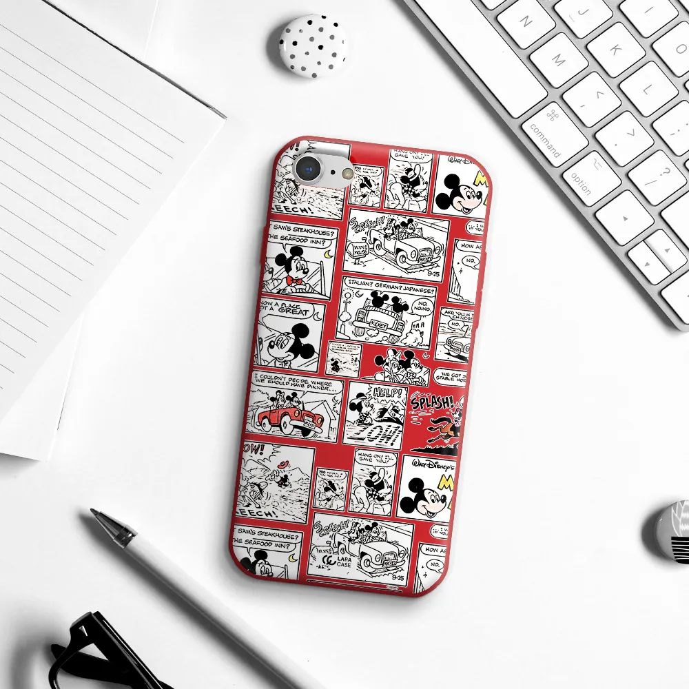 mickey mouse comic strip Apple iPhone 8 Silicone Imperial Red Case