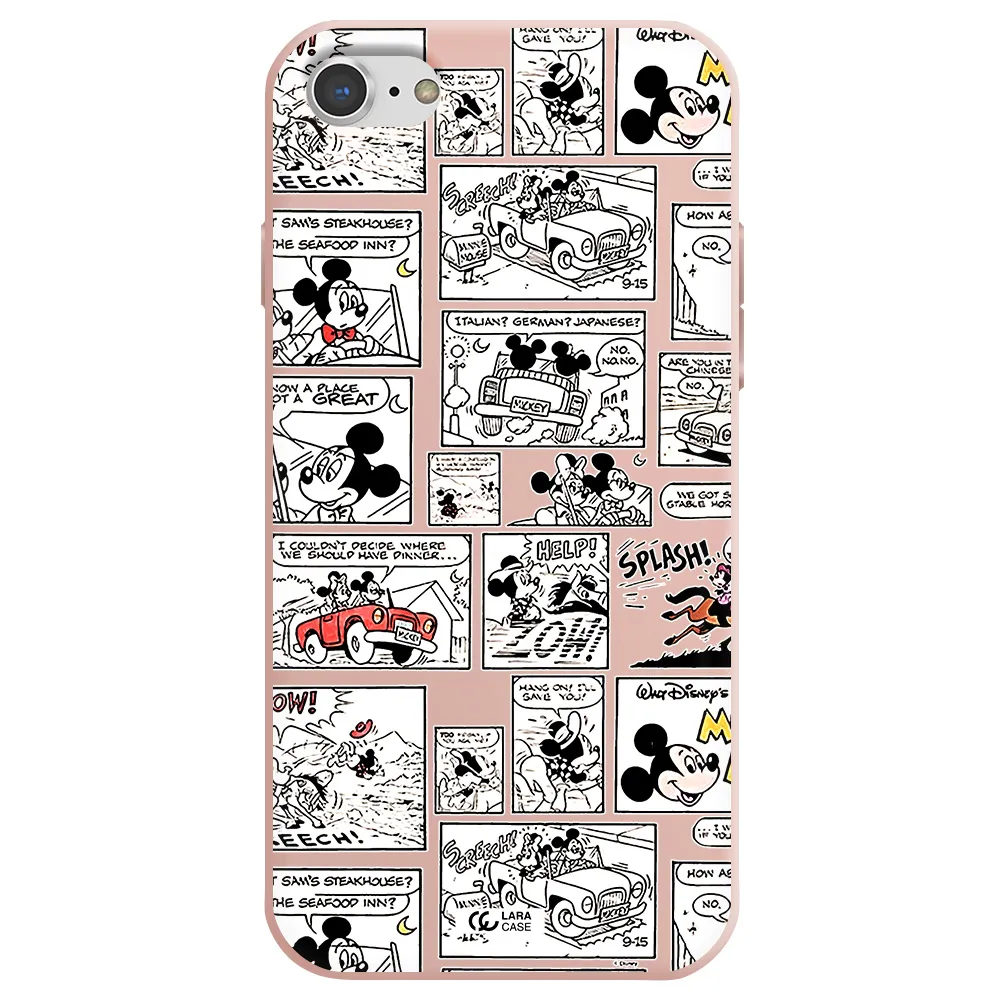 mickey mouse comic strip Apple iPhone 8 Silicone pastel pink Case