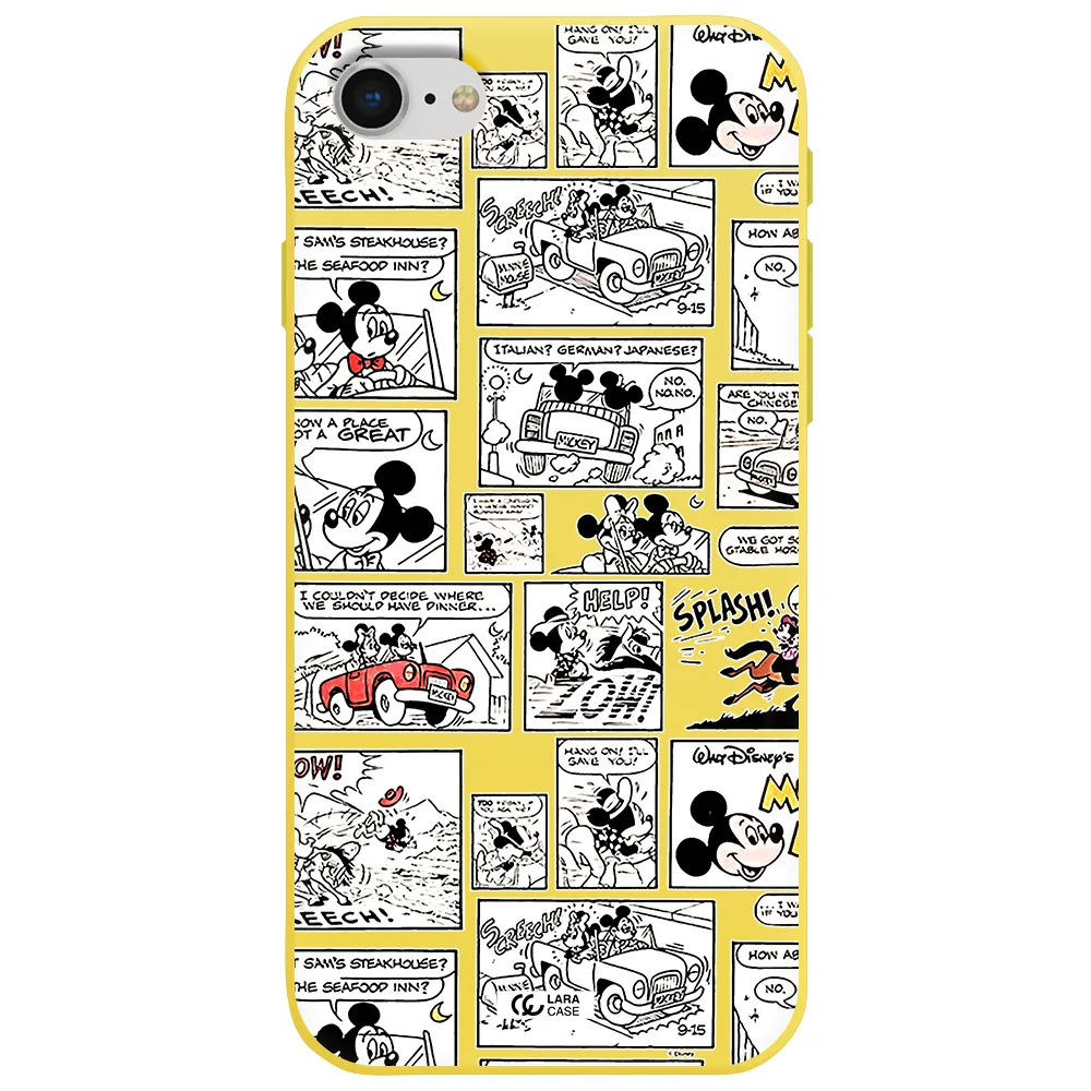 mickey mouse comic strip Apple iPhone se 2020 Silicone canary yellow Case