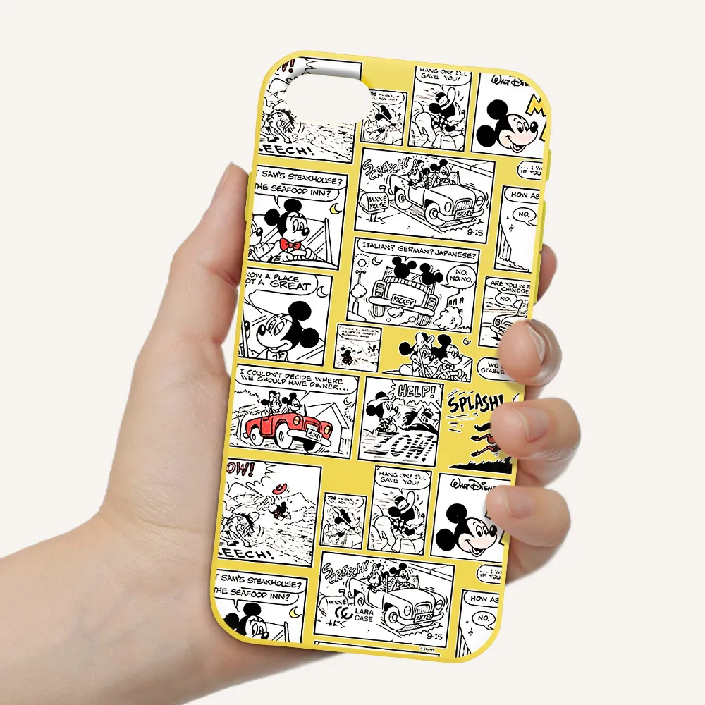 mickey mouse comic strip Apple iPhone se 2020 Silicone canary yellow Case