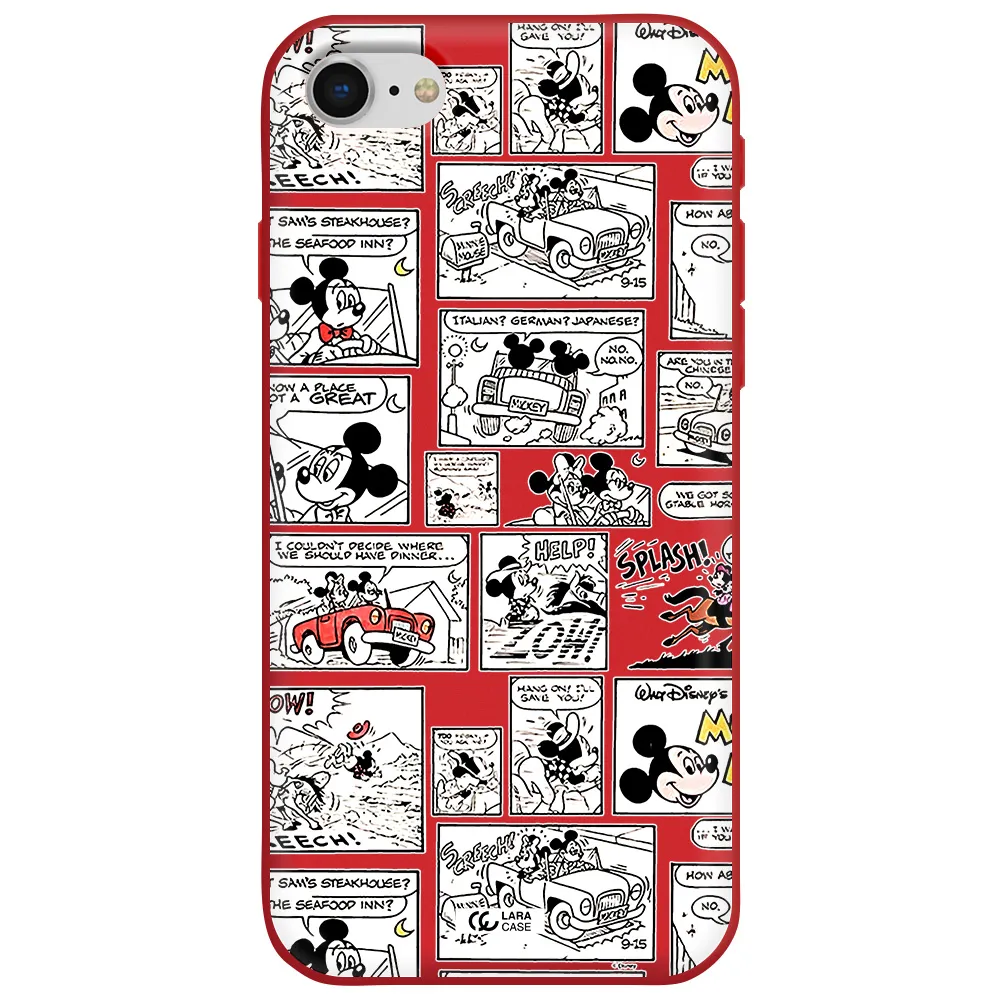 mickey mouse comic strip Apple iPhone se 2020 Silicone Imperial Red Case