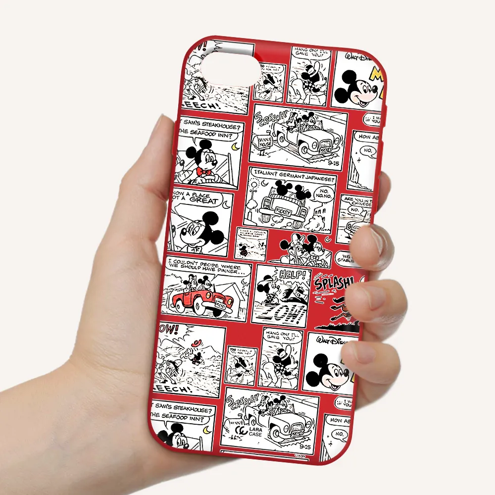mickey mouse comic strip Apple iPhone se 2020 Silicone Imperial Red Case