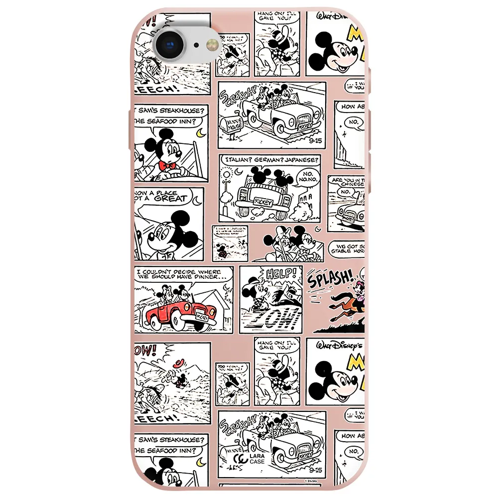 mickey mouse comic strip Apple iPhone se 2020 Silicone pastel pink Case