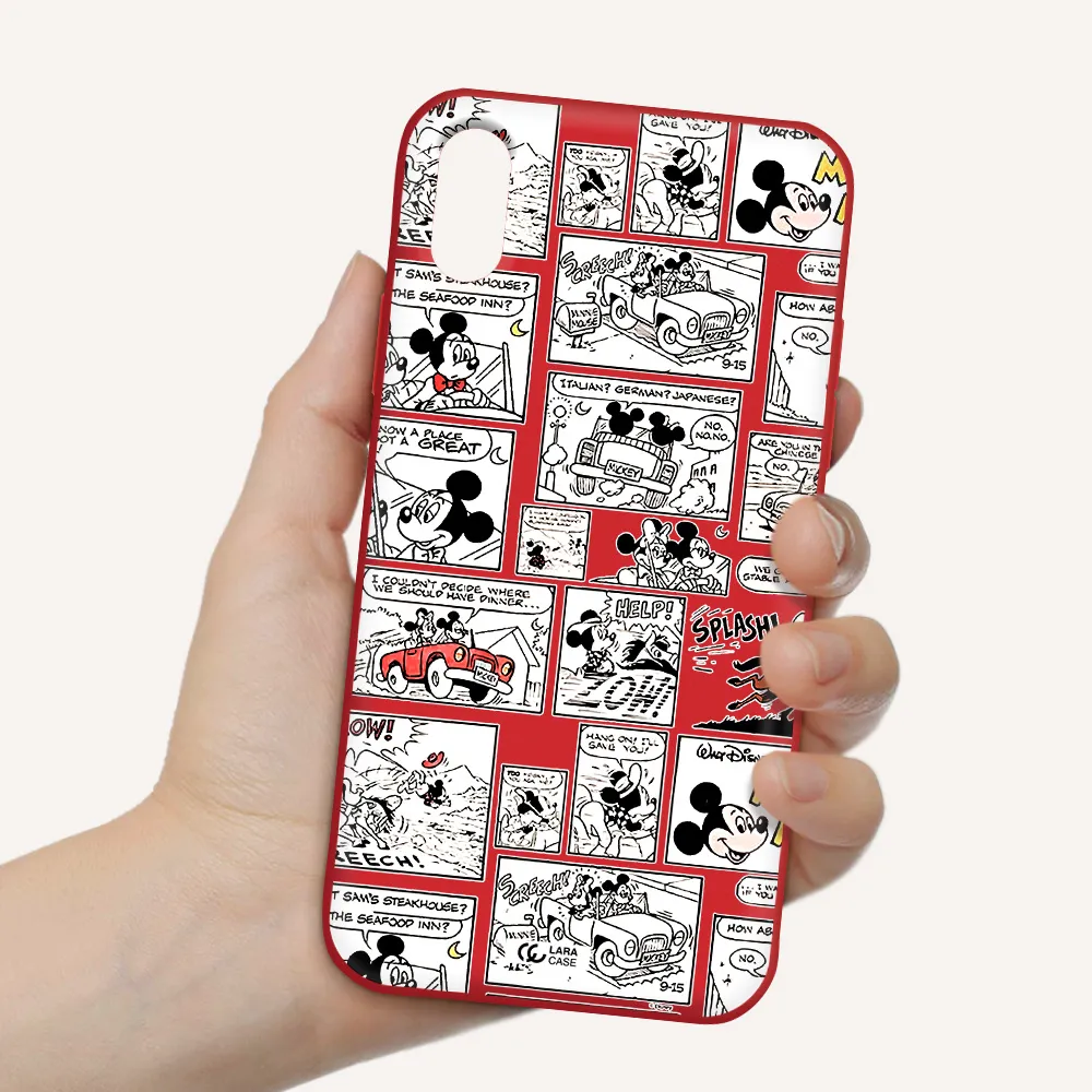 mickey mouse comic strip Apple iPhone X Silicone Imperial Red Case