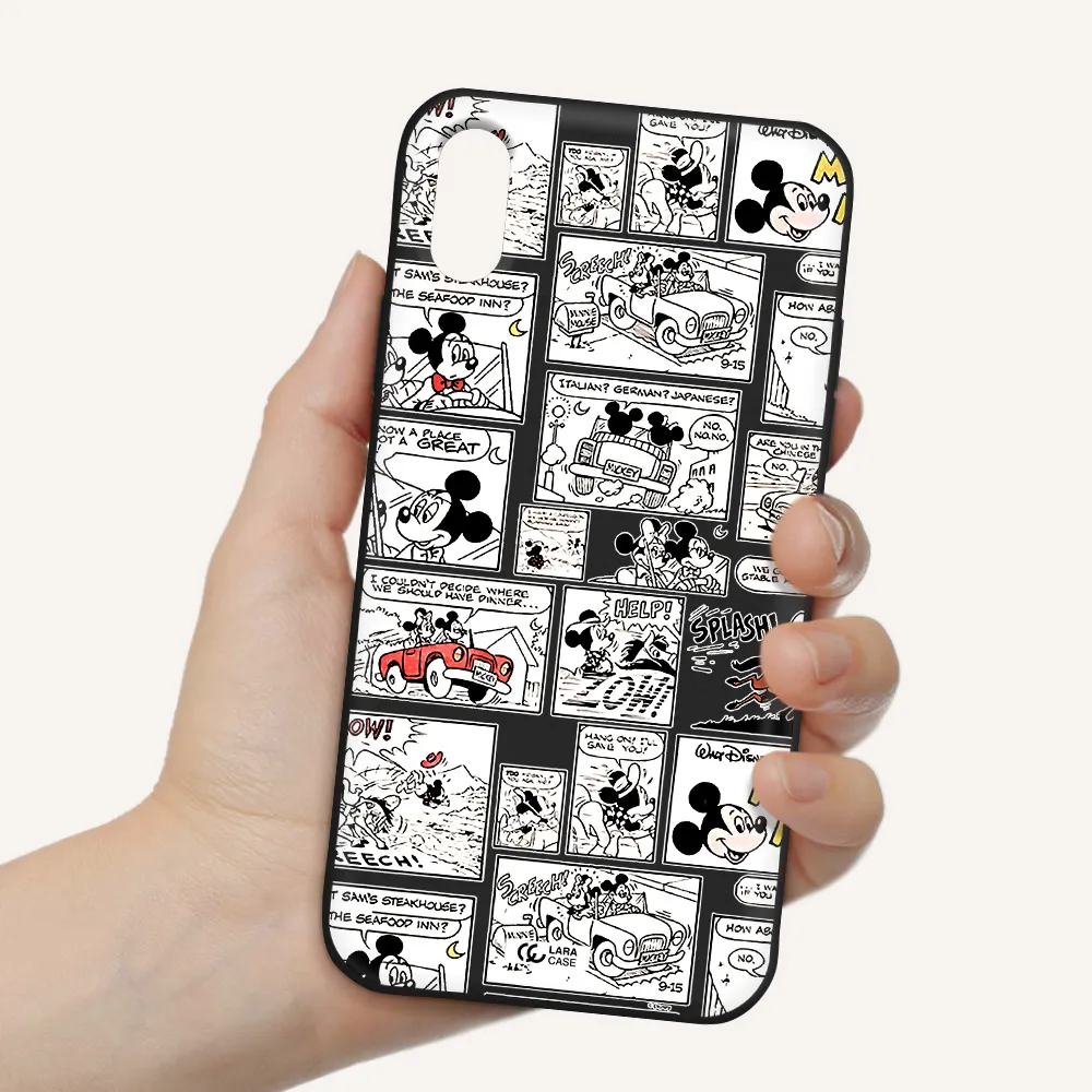 mickey mouse comic strip Apple iPhone XS Silicone black Case
