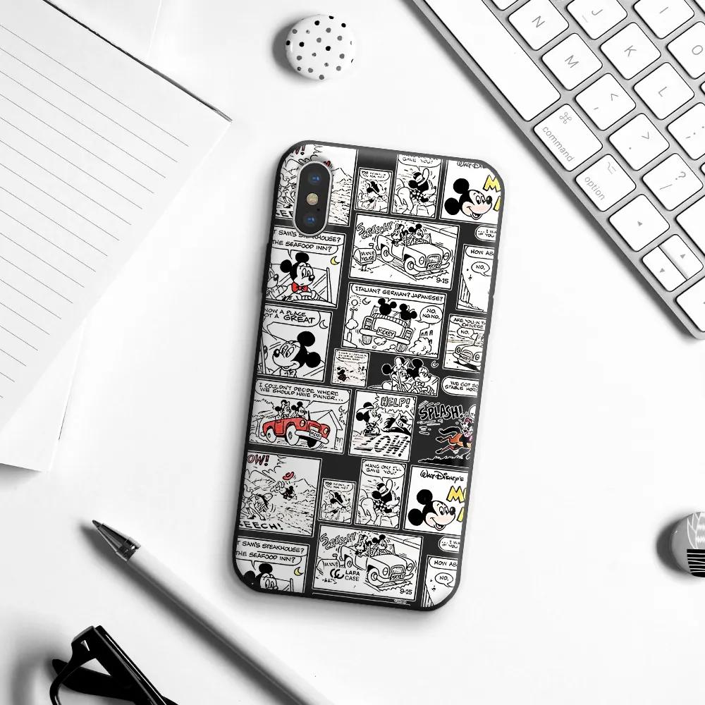 mickey mouse comic strip Apple iPhone XS Silicone black Case