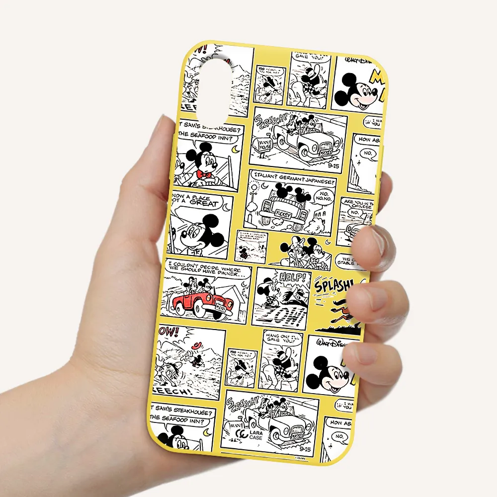 mickey mouse comic strip Apple iPhone XS Silicone canary yellow Case