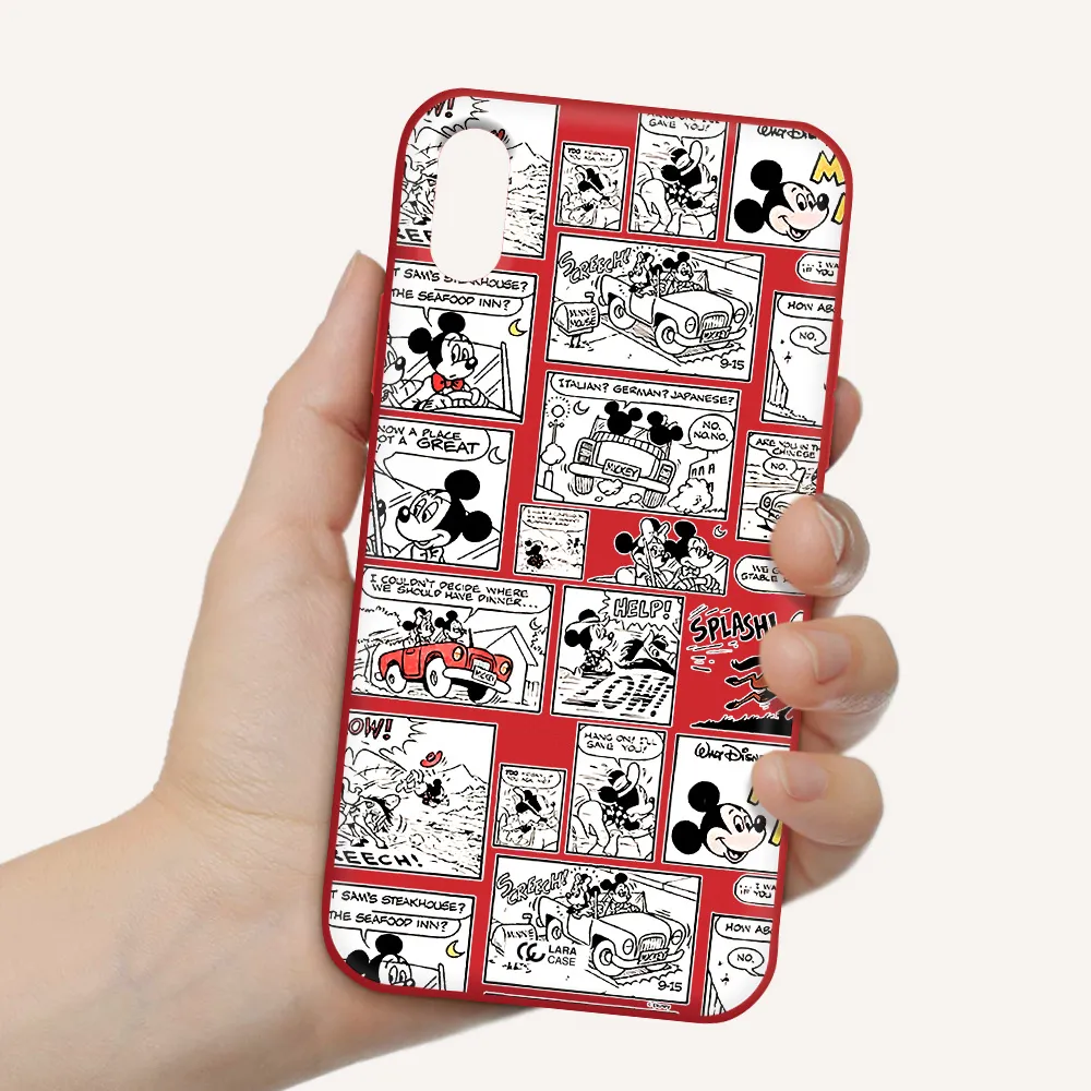 mickey mouse comic strip Apple iPhone XS Silicone Imperial Red Case