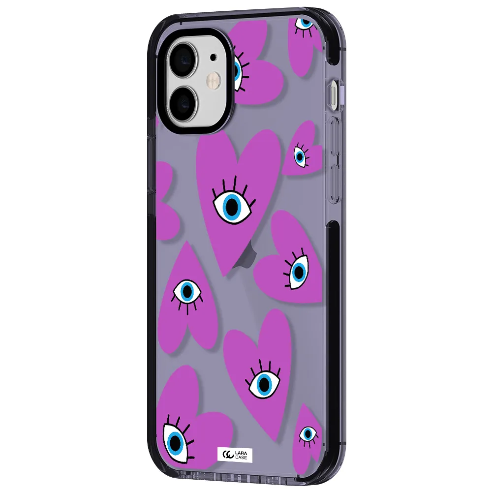 a purple heart with eyes and a black eye Apple iPhone 11 impact Lilac Case