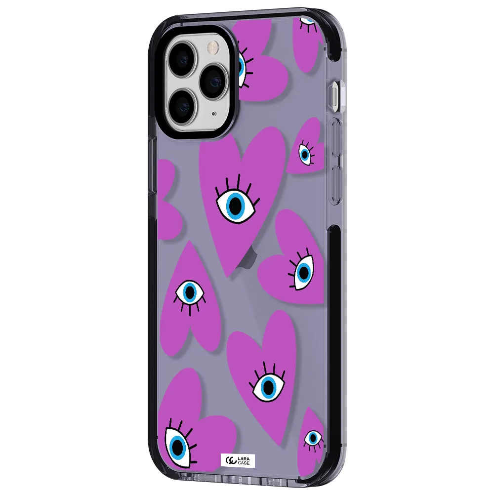 a purple heart with eyes and a black eye Apple iPhone 11 pro max impact Lilac Case