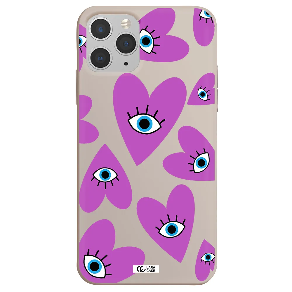 a purple heart with eyes and a black eye Apple iPhone 11 pro max Silicone Stone Case