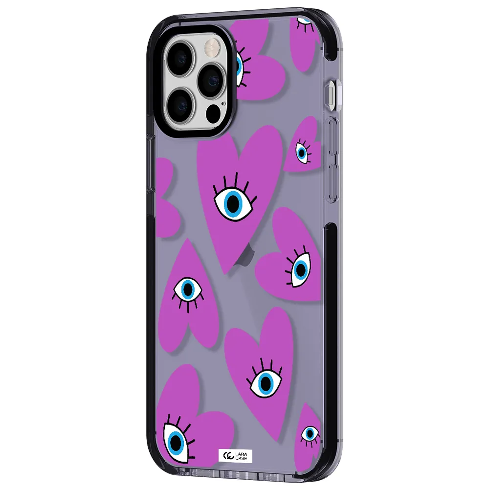 a purple heart with eyes and a black eye Apple iPhone 12 pro impact Lilac Case