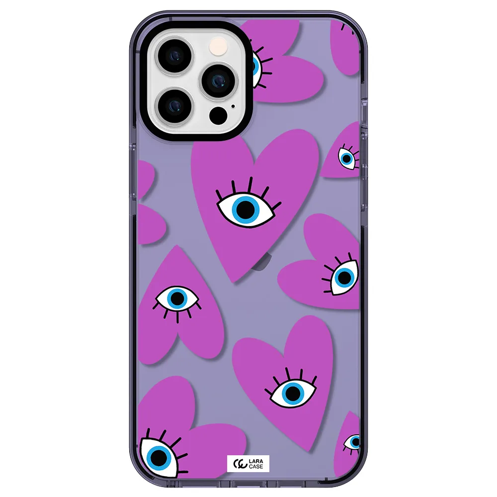 a purple heart with eyes and a black eye Apple iPhone 12 pro max impact Lilac Case
