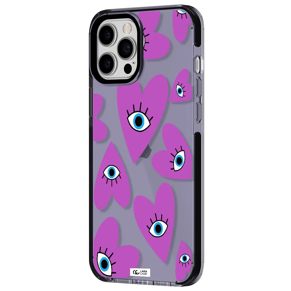 a purple heart with eyes and a black eye Apple iPhone 12 pro max impact Lilac Case
