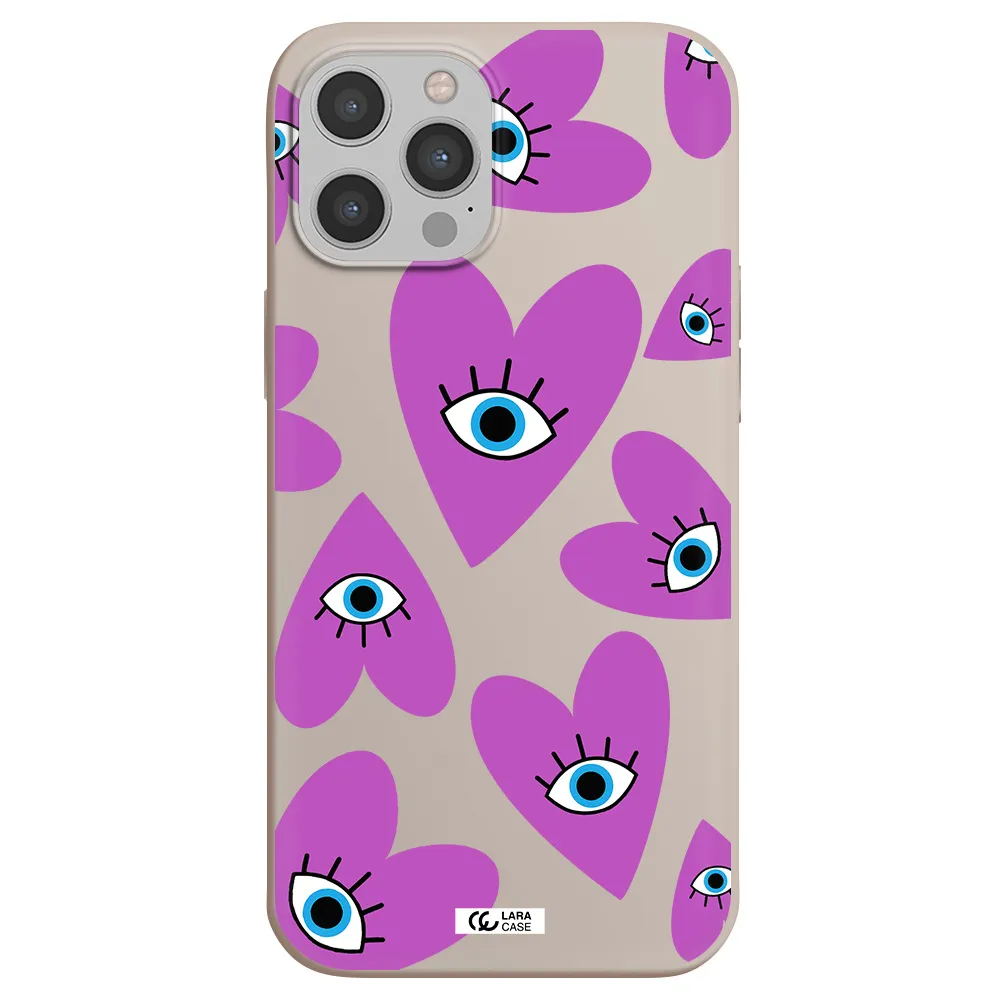 a purple heart with eyes and a black eye Apple iPhone 12 pro Silicone Stone Case