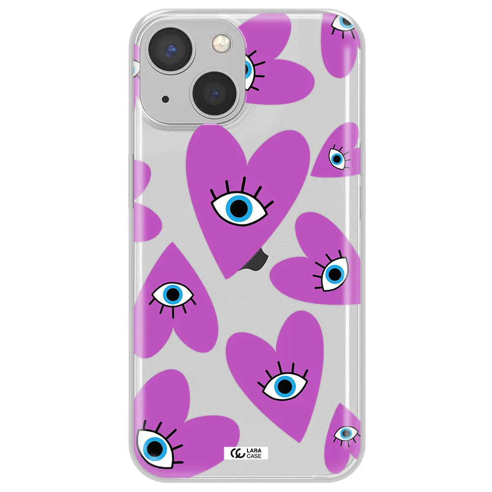 A Purple Heart With Eyes And A Black Eye Apple Iphone 13 Mini Clear Tpu Case