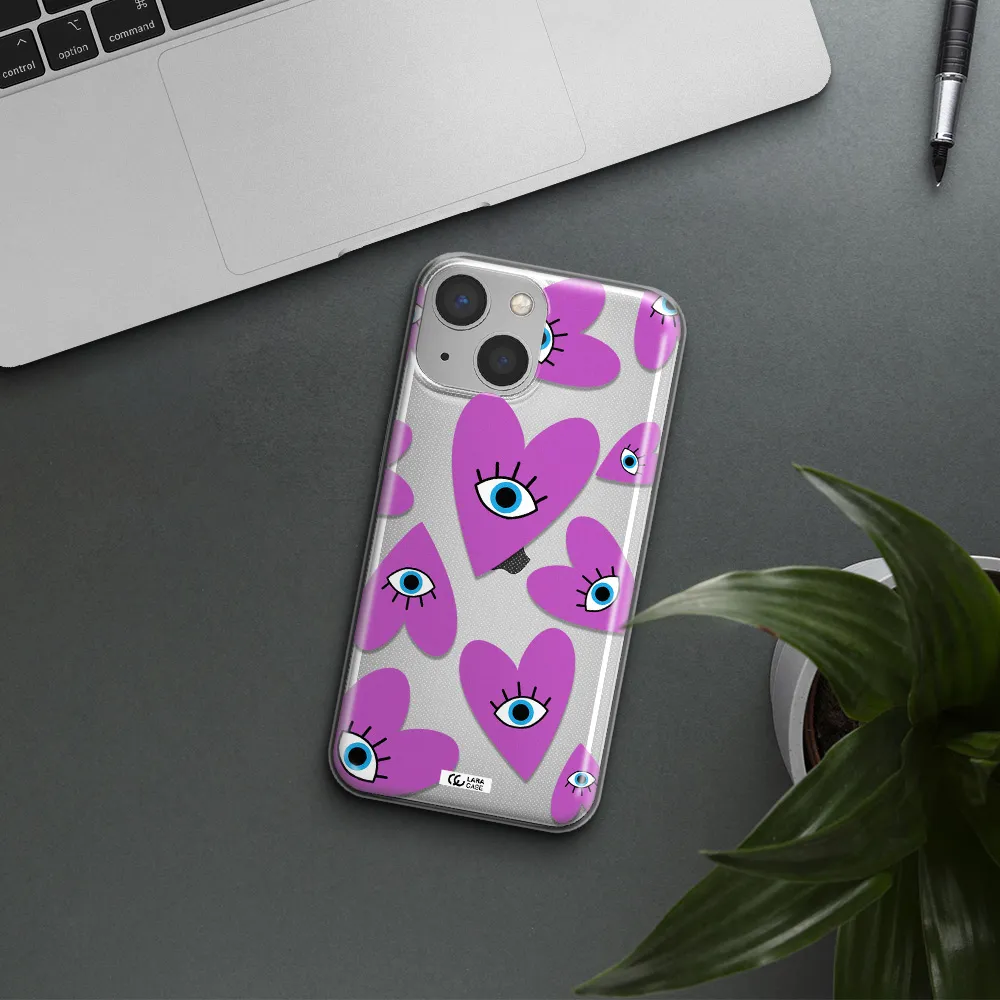 A Purple Heart With Eyes And A Black Eye Apple Iphone 13 Mini Clear Tpu Case