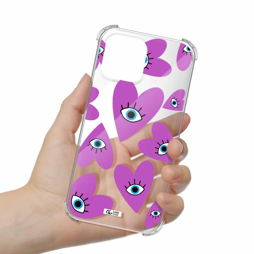 a purple heart with eyes and a black eye Apple iPhone 13 Pro Clear PC Case