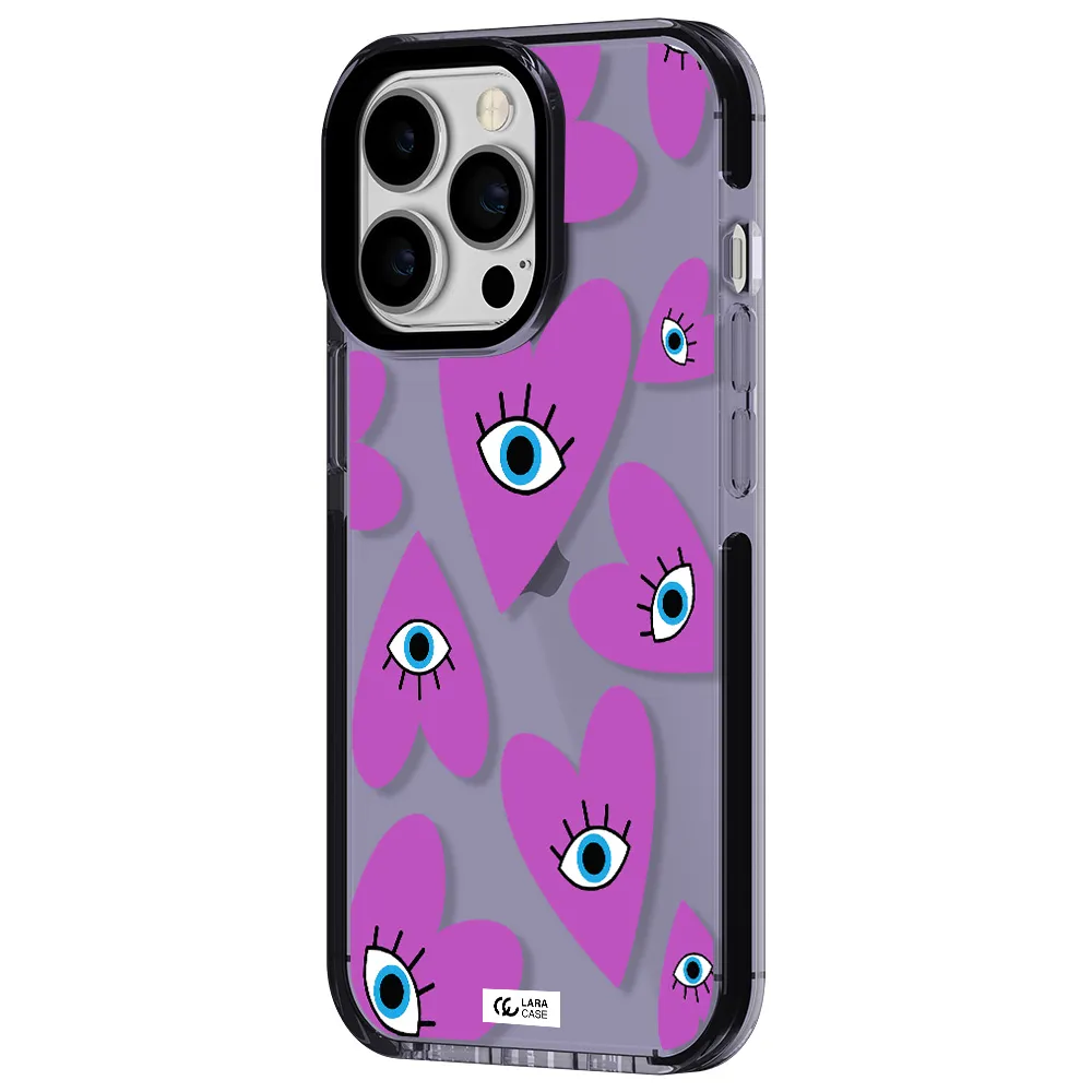 a purple heart with eyes and a black eye Apple iPhone 13 Pro impact Lilac Case