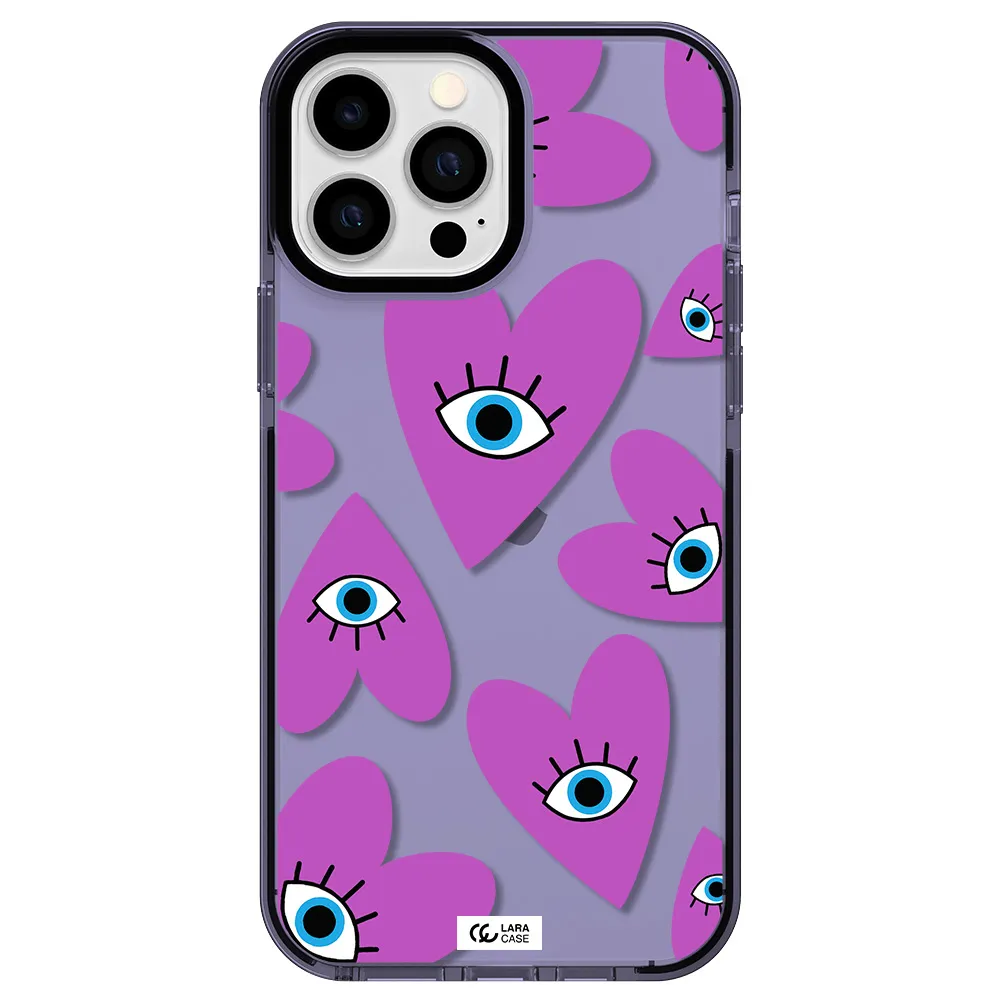 a purple heart with eyes and a black eye Apple iPhone 13 Pro Max impact Lilac Case
